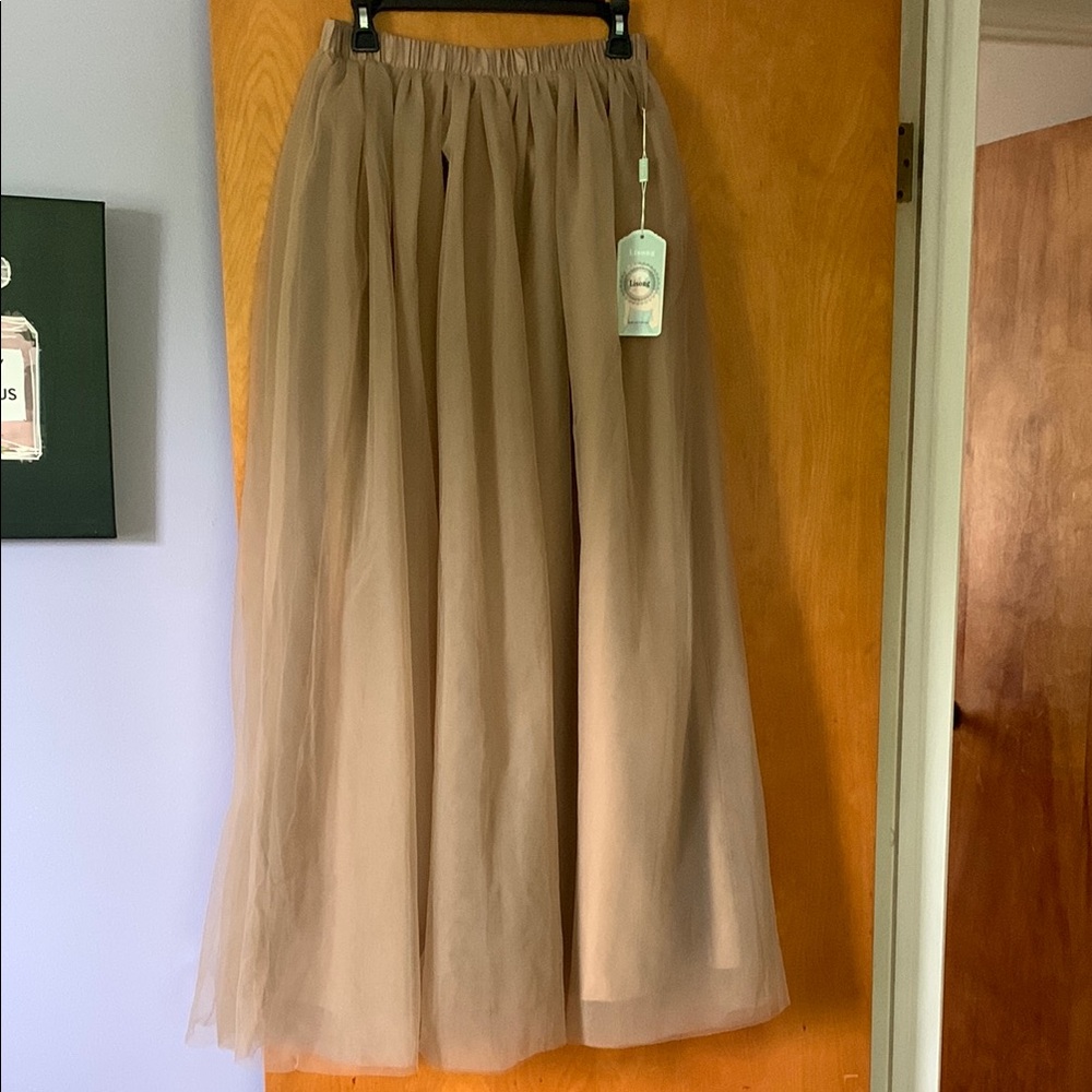 Elegant Tan Tulle Skirt
